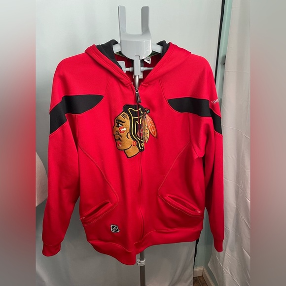 VTG Reebok Center Ice Collection Chicago Blackhawks Jacket Full Zip Large Logo - Picture 1 of 11